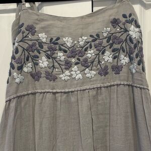 Thai Embroidered Gray Dress from Thailand